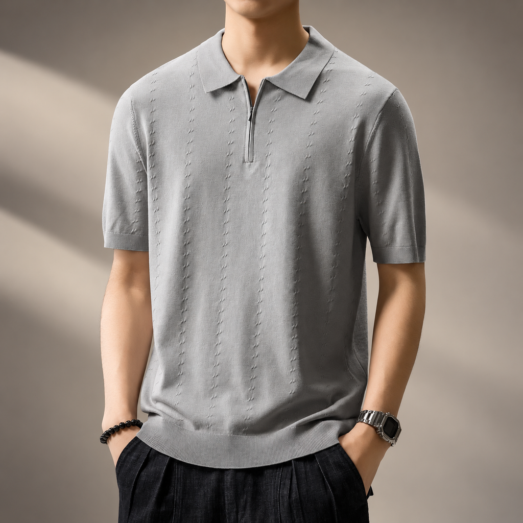 Lorenzo Men’s Short Sleeve Zip Polo