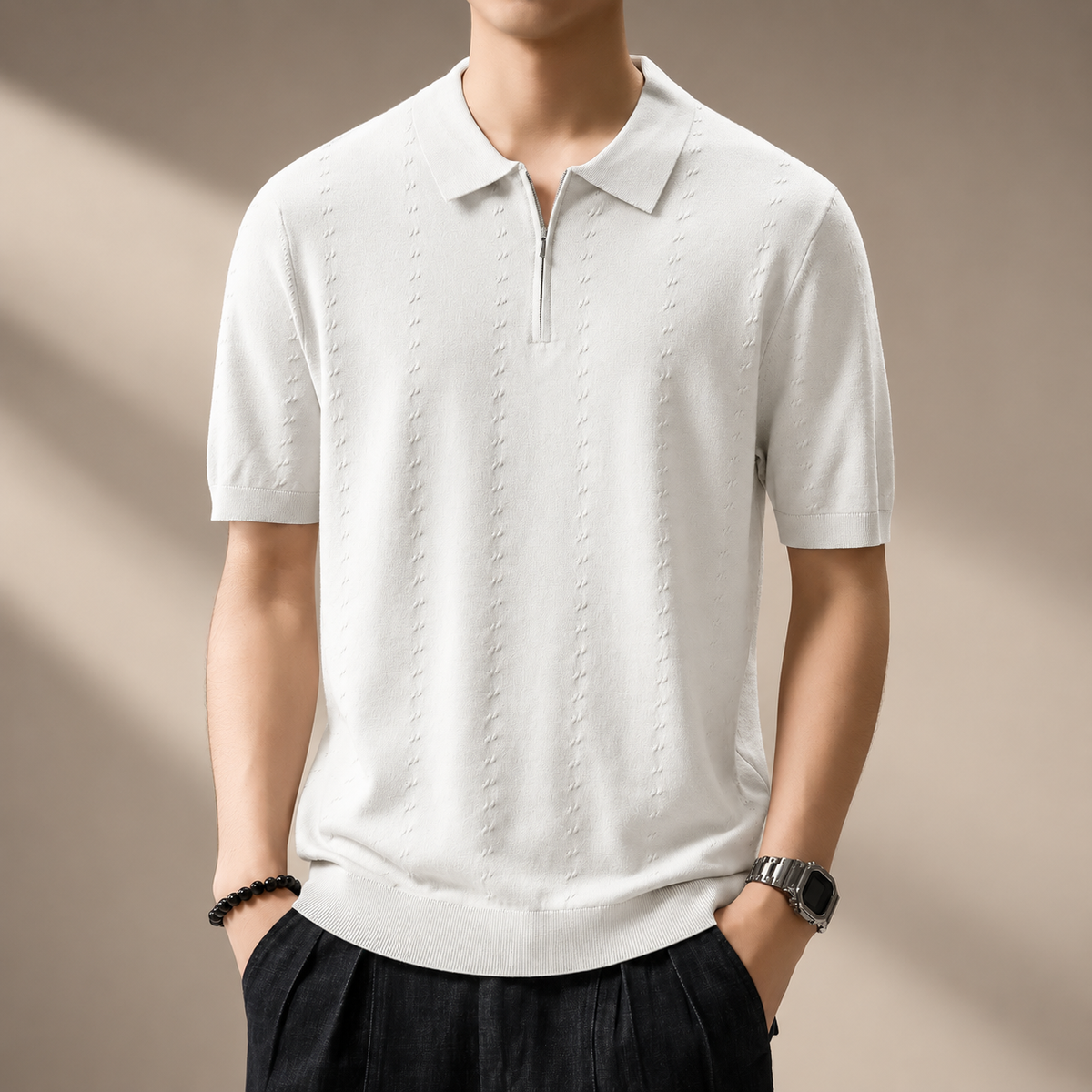 Lorenzo Men’s Short Sleeve Zip Polo