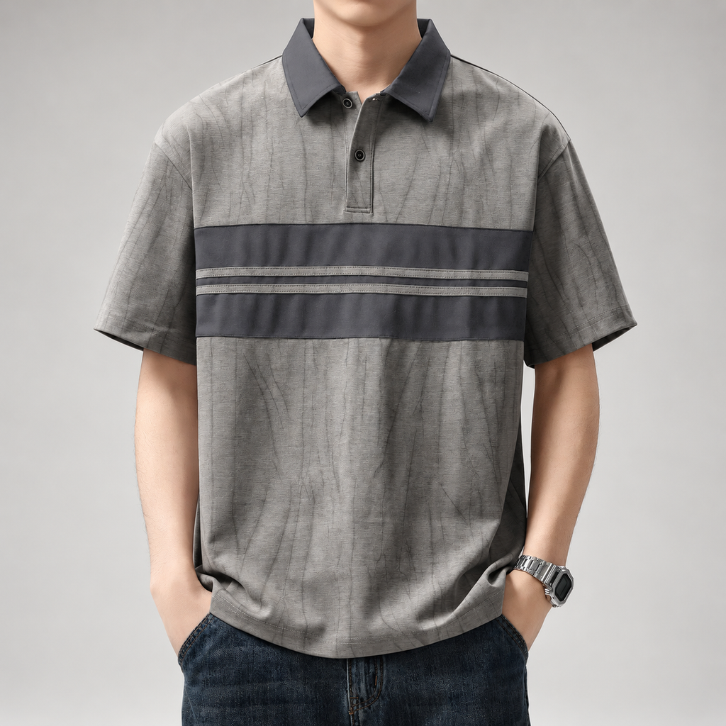 Vittorio Men's Textured Colorblock Polo Shirt