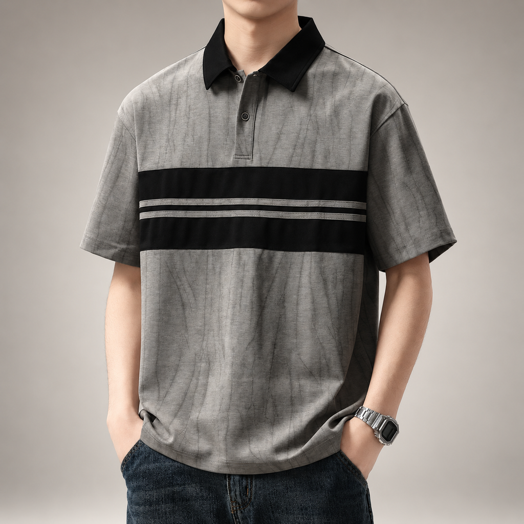 Vittorio Men's Textured Colorblock Polo Shirt