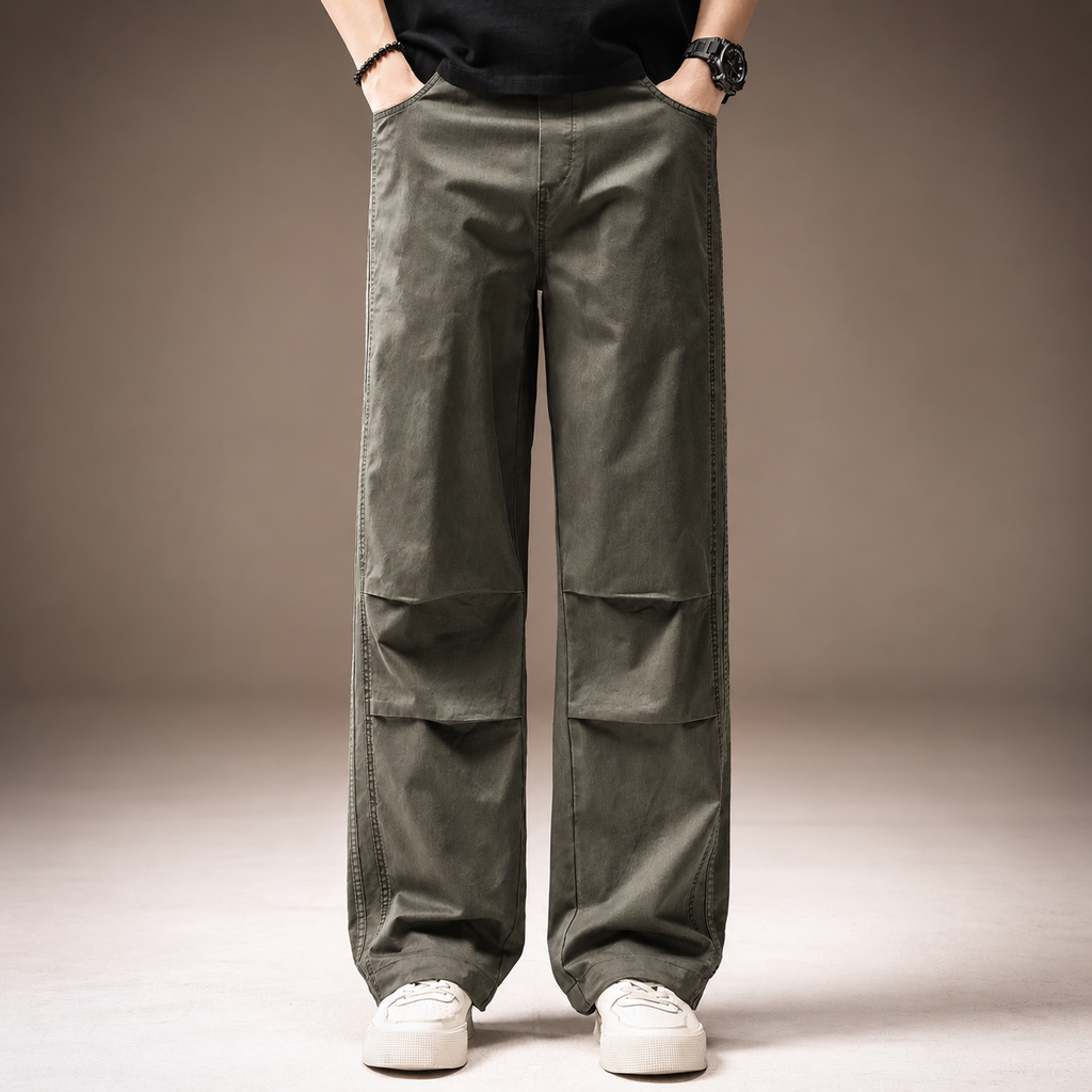 Montague Men’s Wide-Leg Utility Pants with Side Stripe Detail