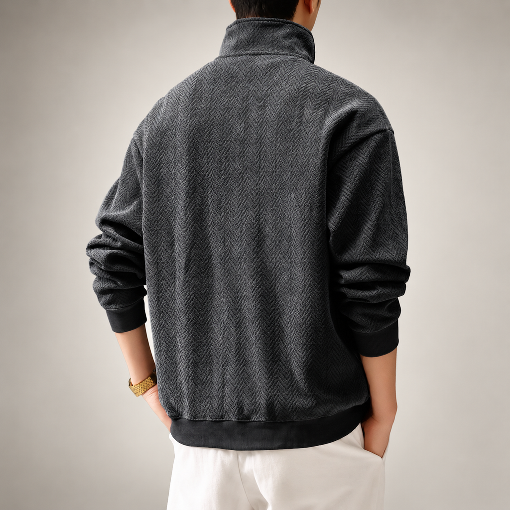 Bastien Men's Textured Stand-Collar Quarter-Zip Sweater