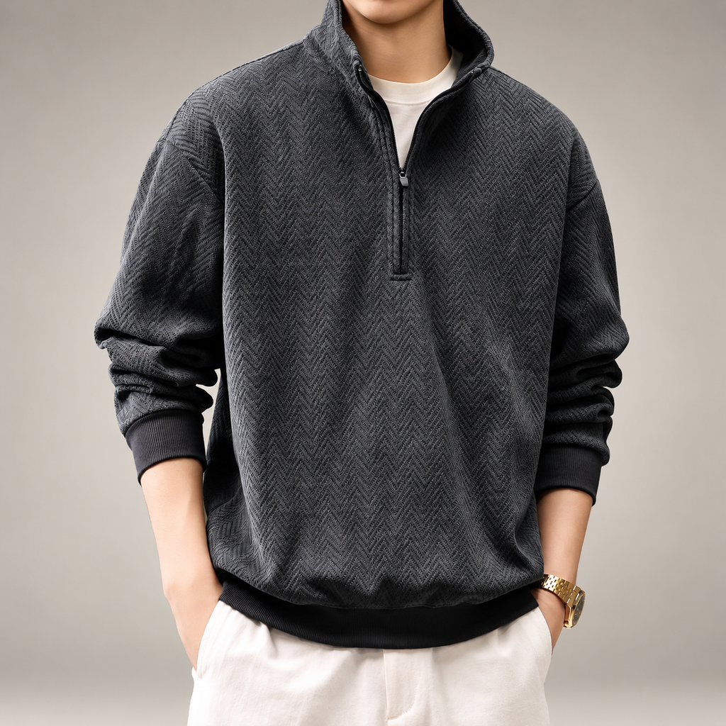 Bastien Men's Textured Stand-Collar Quarter-Zip Sweater
