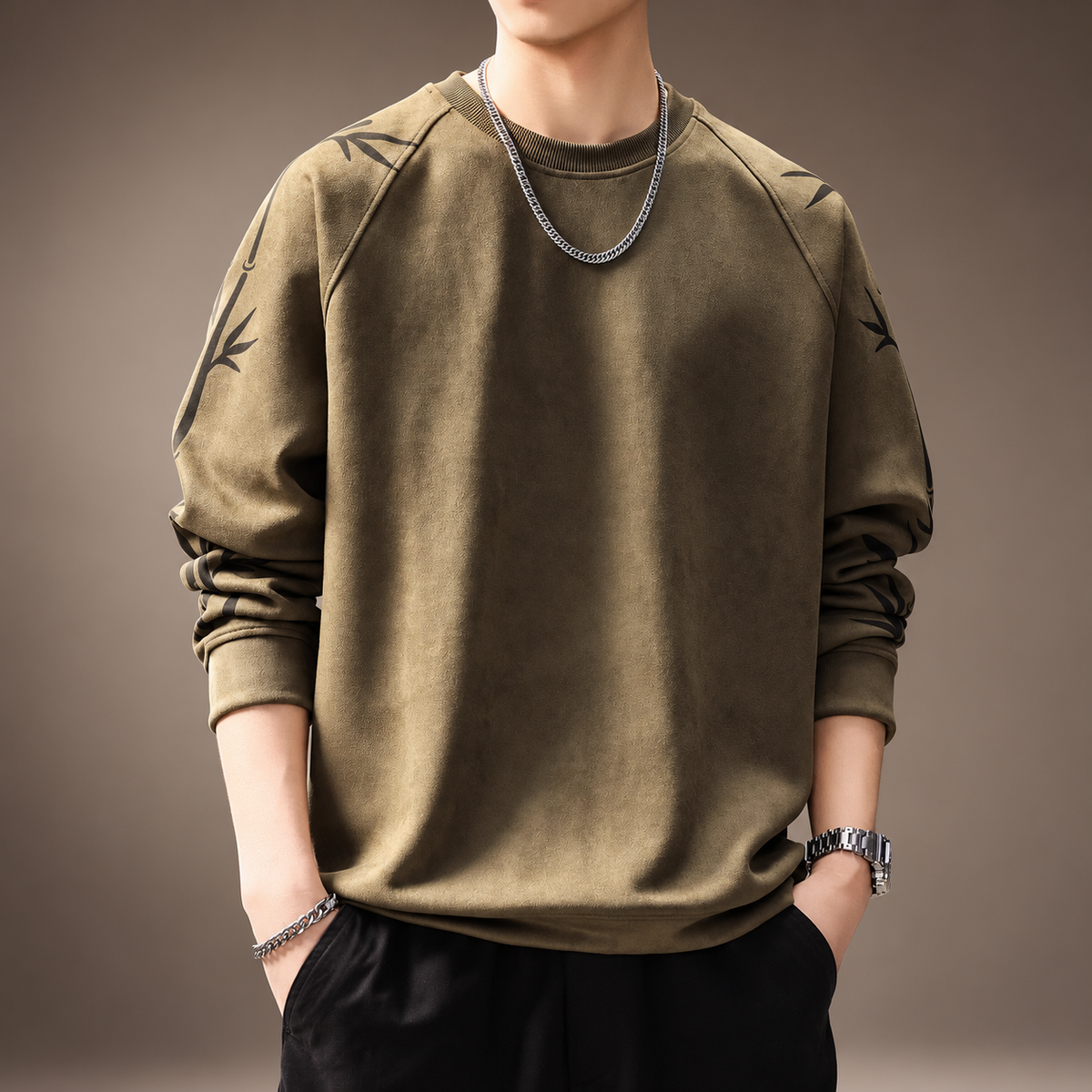 Callum Men’s Bamboo Print Crewneck Sweatshirt