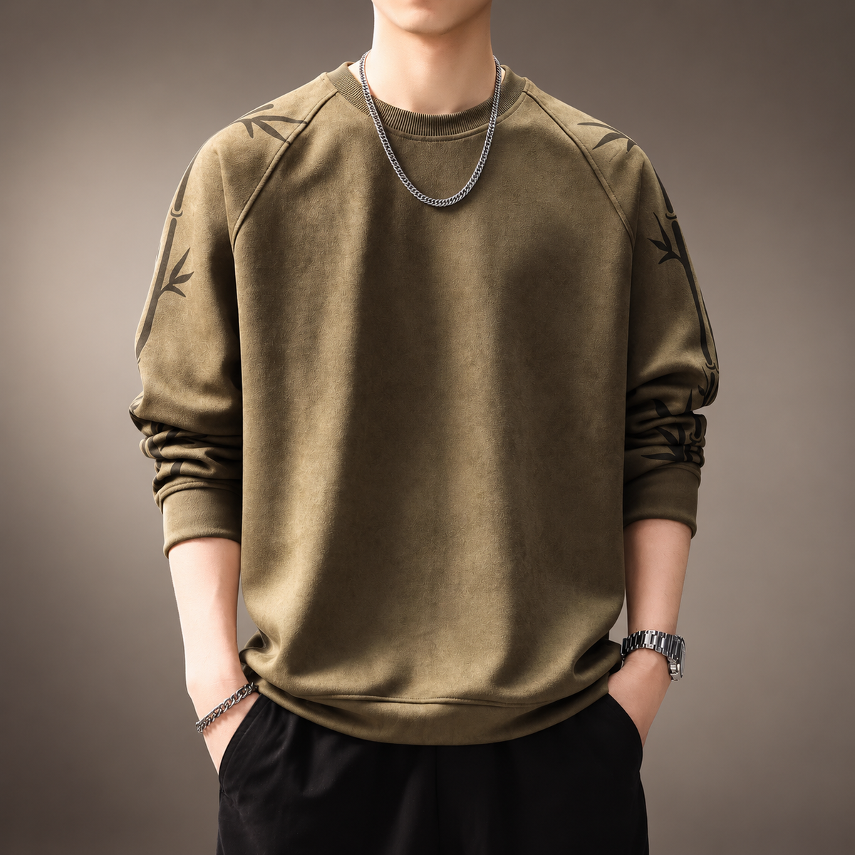 Callum Men’s Bamboo Print Crewneck Sweatshirt