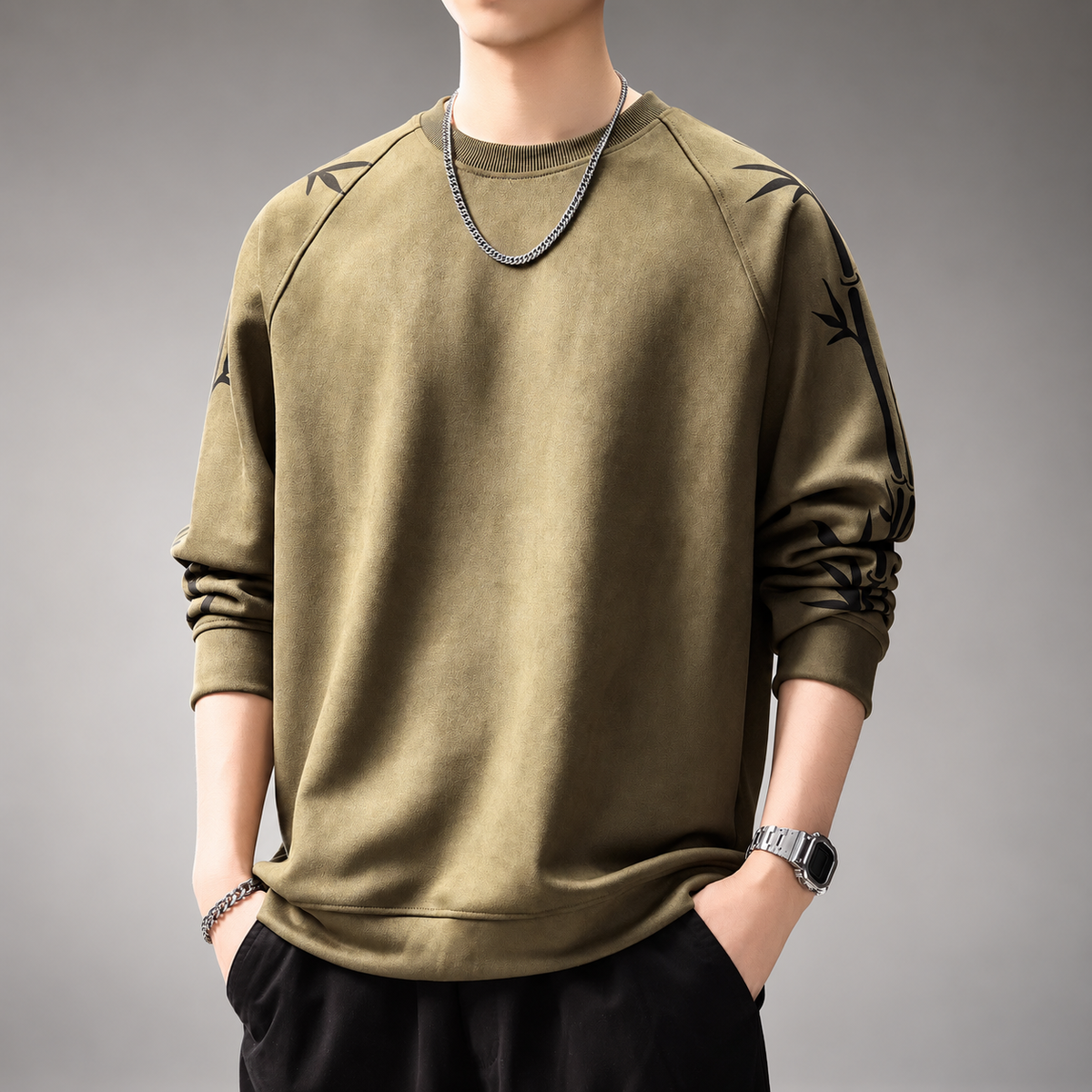 Callum Men’s Bamboo Print Crewneck Sweatshirt