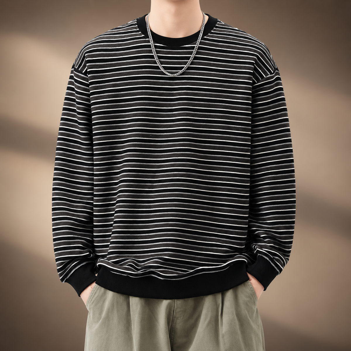 Callum Men's Relaxed Fit Striped Knit Pullover