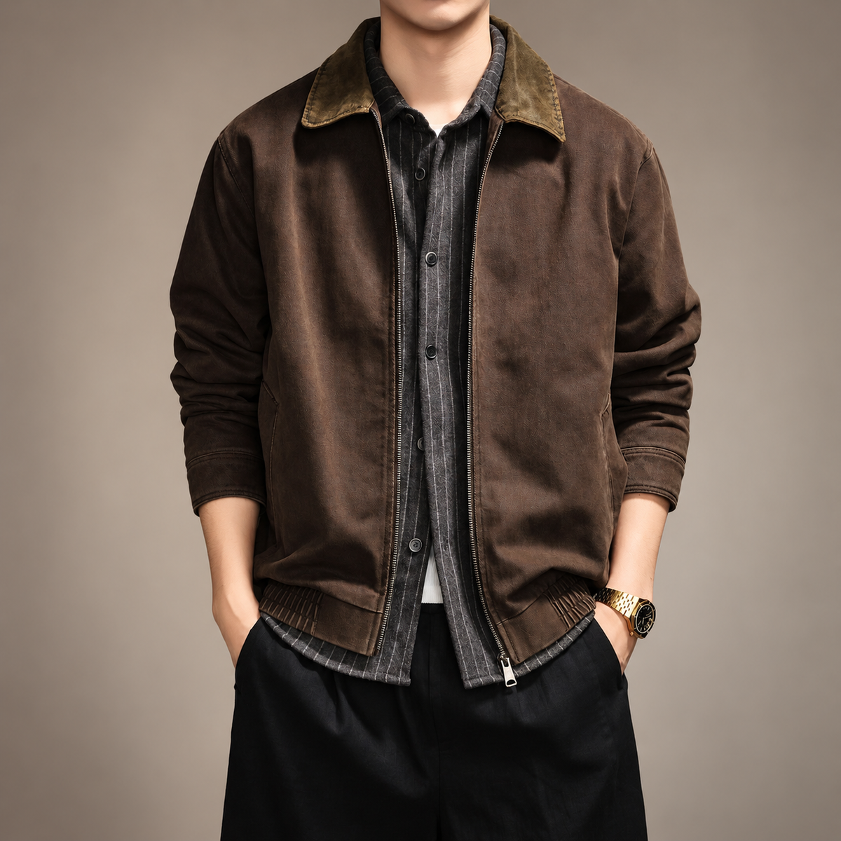 Lucien Men’s Casual Textured Layering Jacket