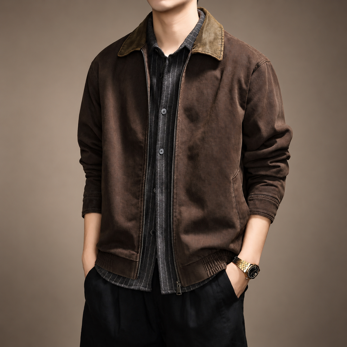 Lucien Men’s Casual Textured Layering Jacket