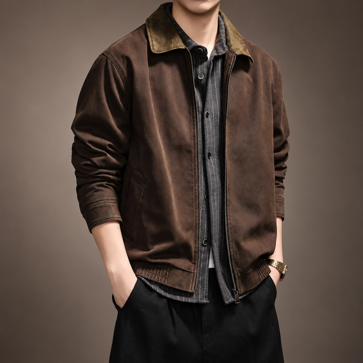 Lucien Men’s Casual Textured Layering Jacket