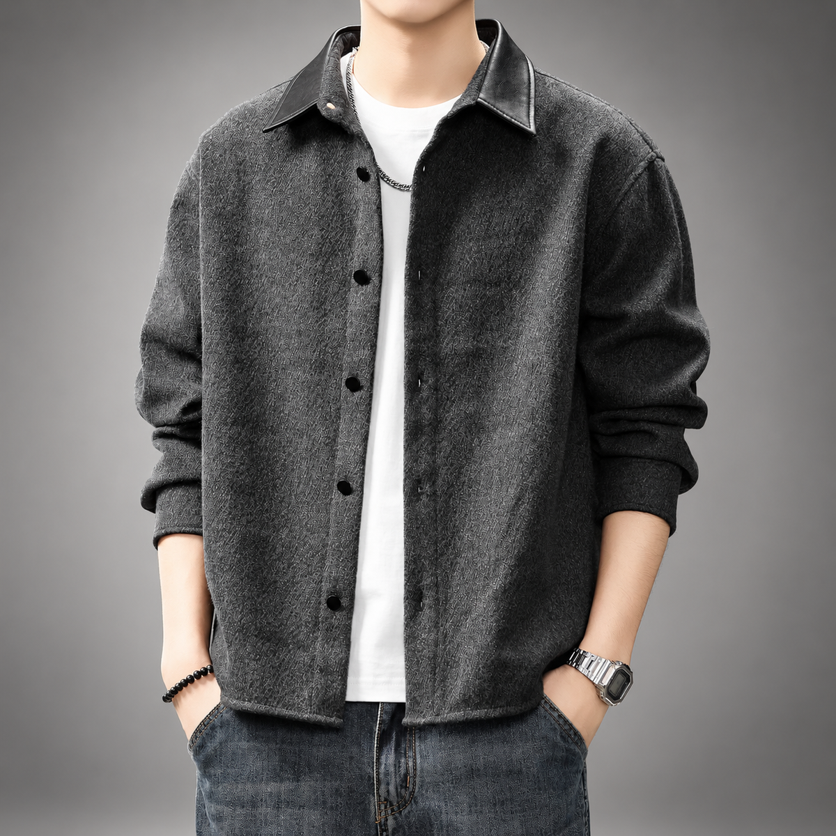 Lucien Men’s Casual Textured Layering Jacket