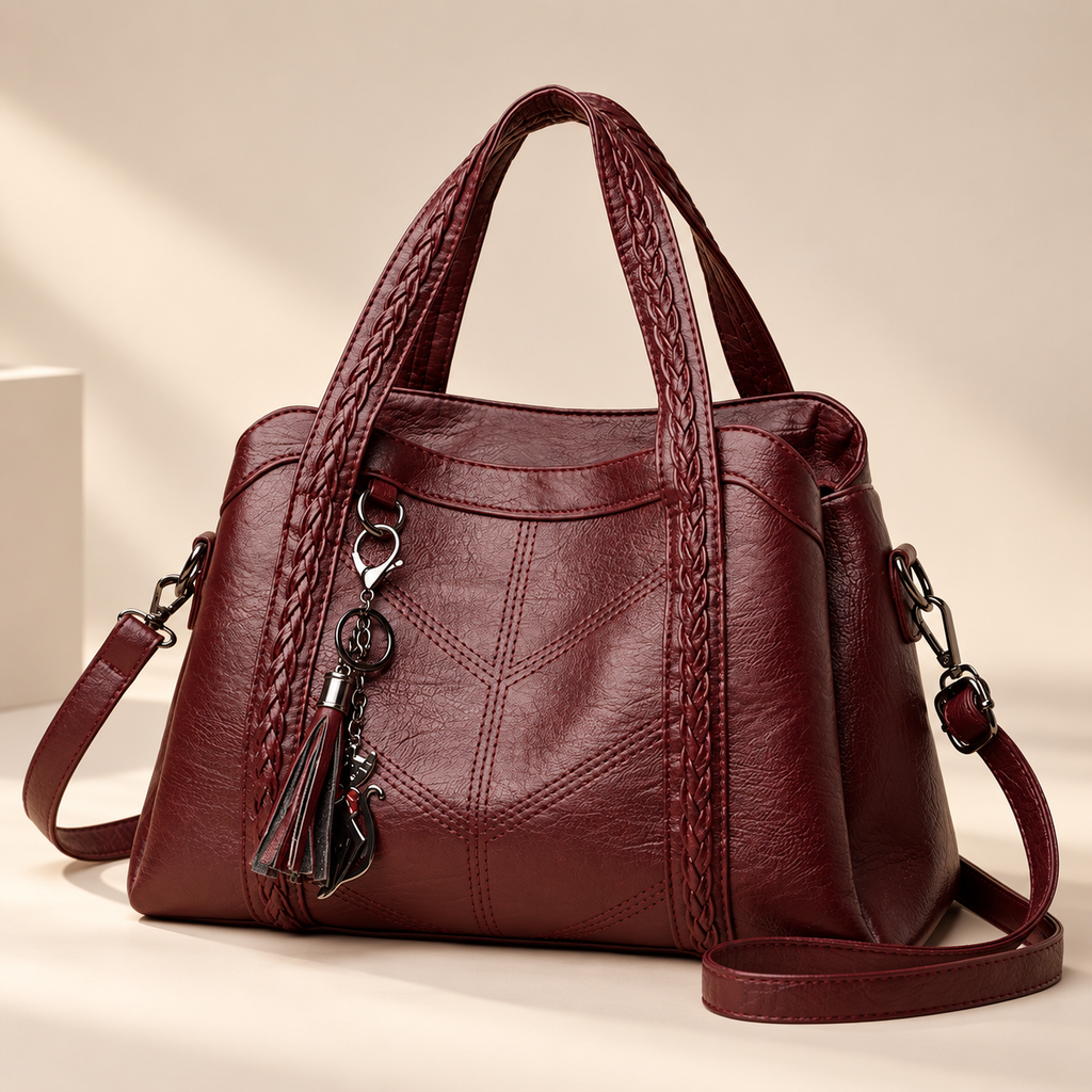 Valentina Braided Handle Shoulder Handbag
