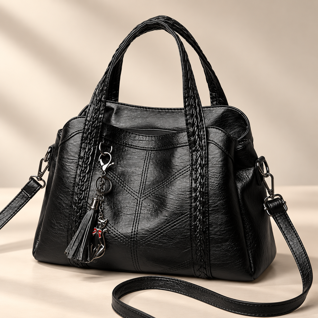 Valentina Braided Handle Shoulder Handbag