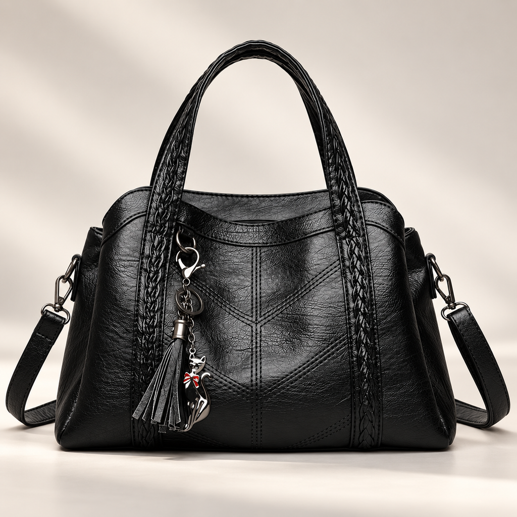 Valentina Braided Handle Shoulder Handbag