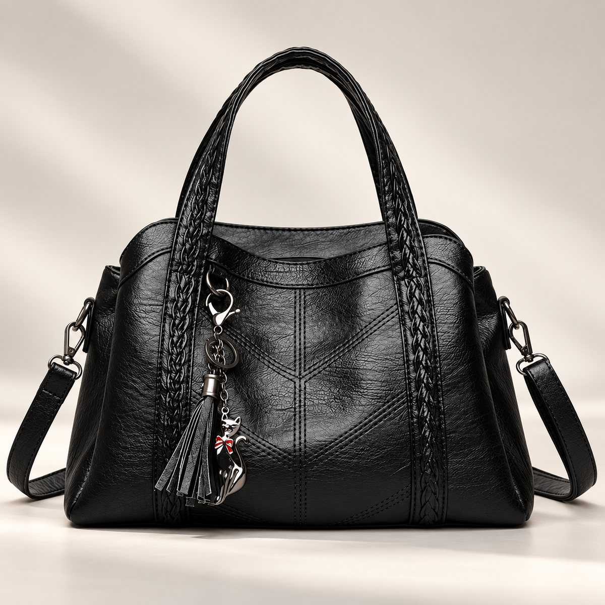 Valentina Braided Handle Shoulder Handbag