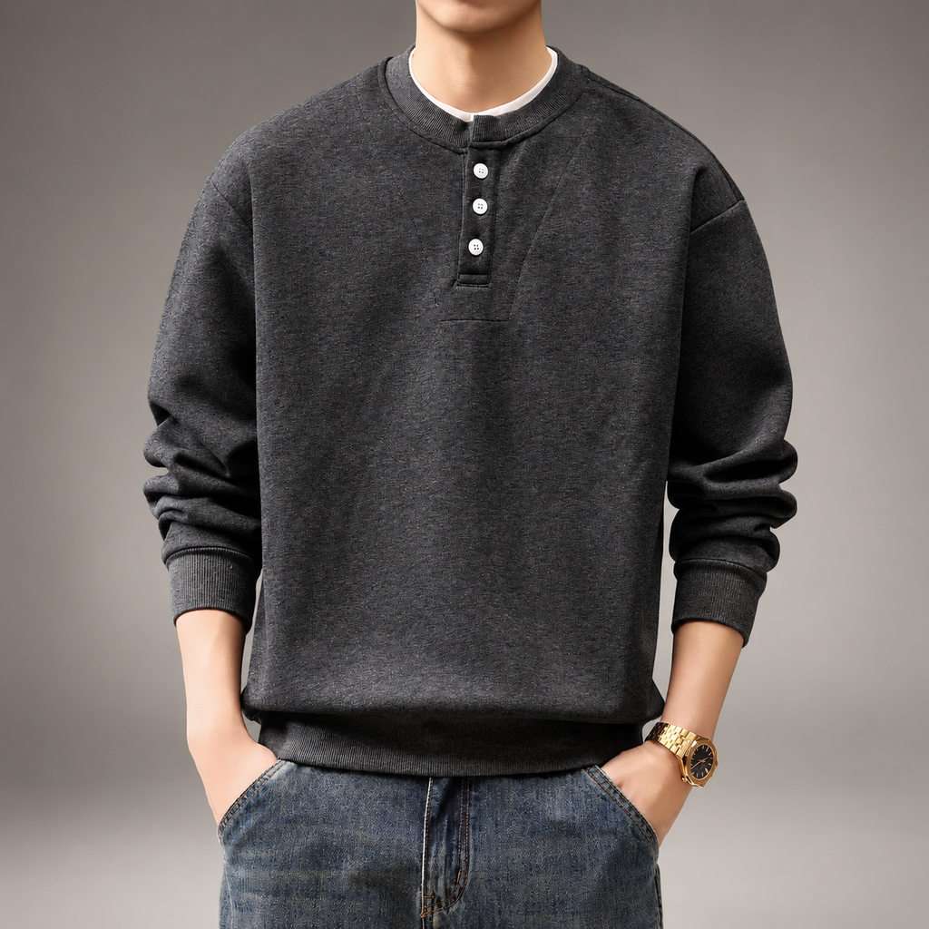 Venturo Men's Henley Neck Pullover Sweatshirt