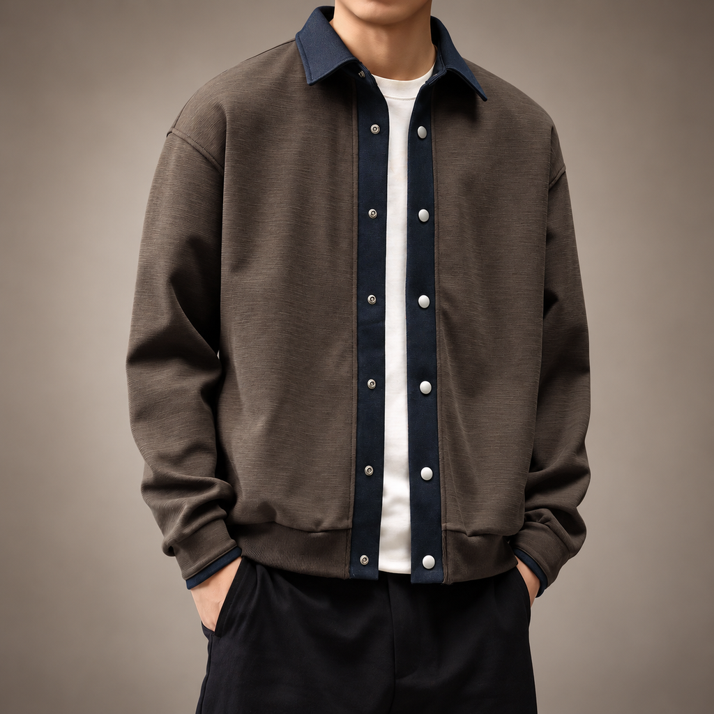 Swagger Men’s Textured Contrast Trim Bomber Jacket
