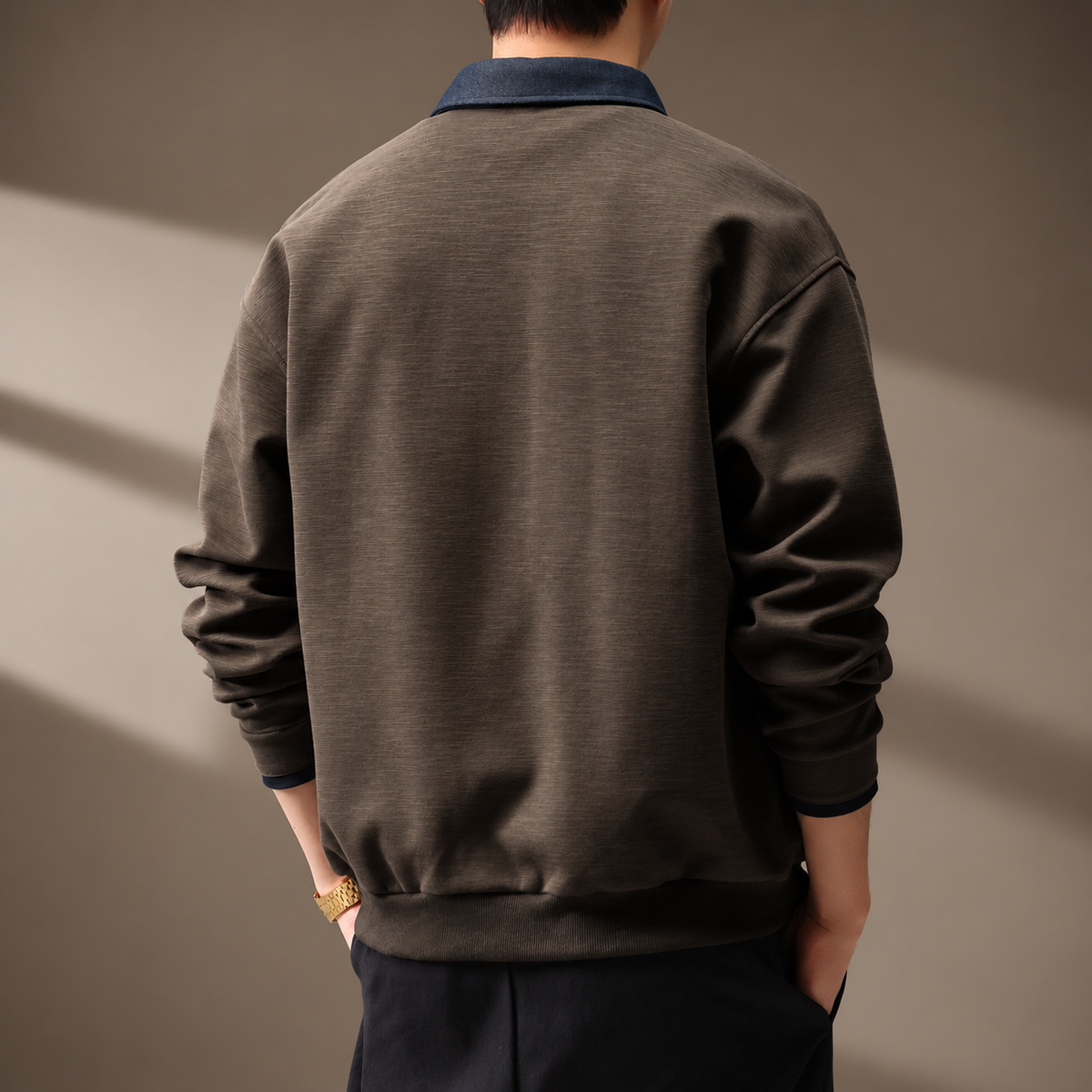 Swagger Men’s Textured Contrast Trim Bomber Jacket