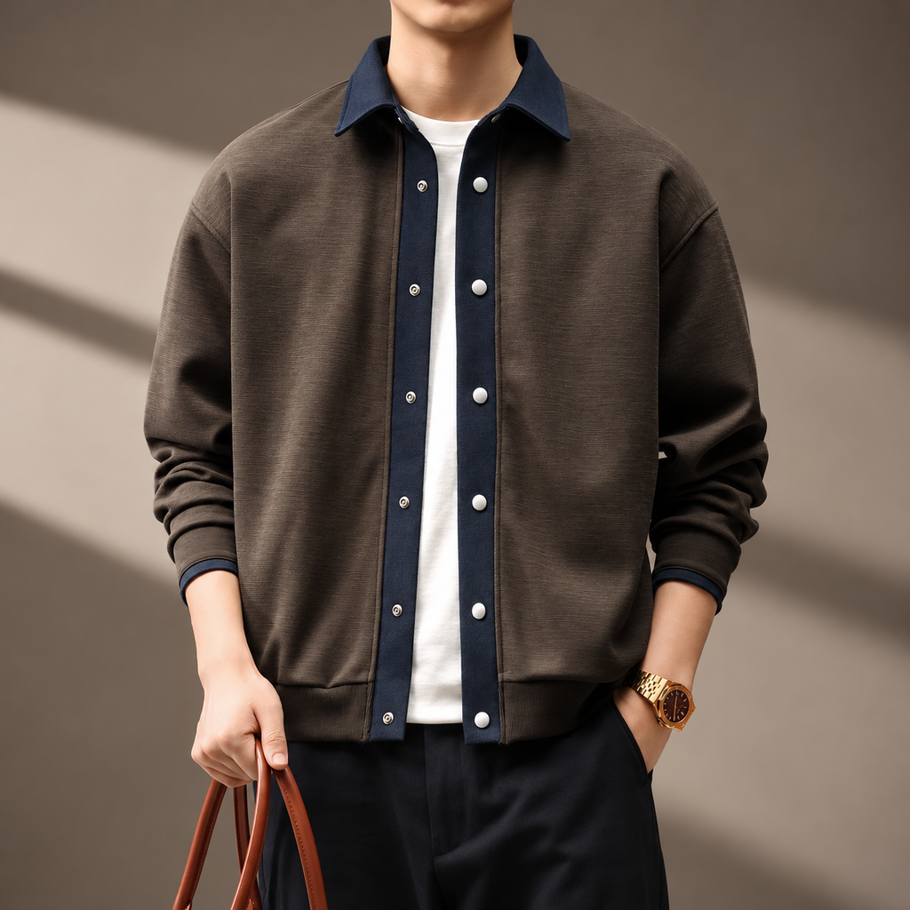 Swagger Men’s Textured Contrast Trim Bomber Jacket