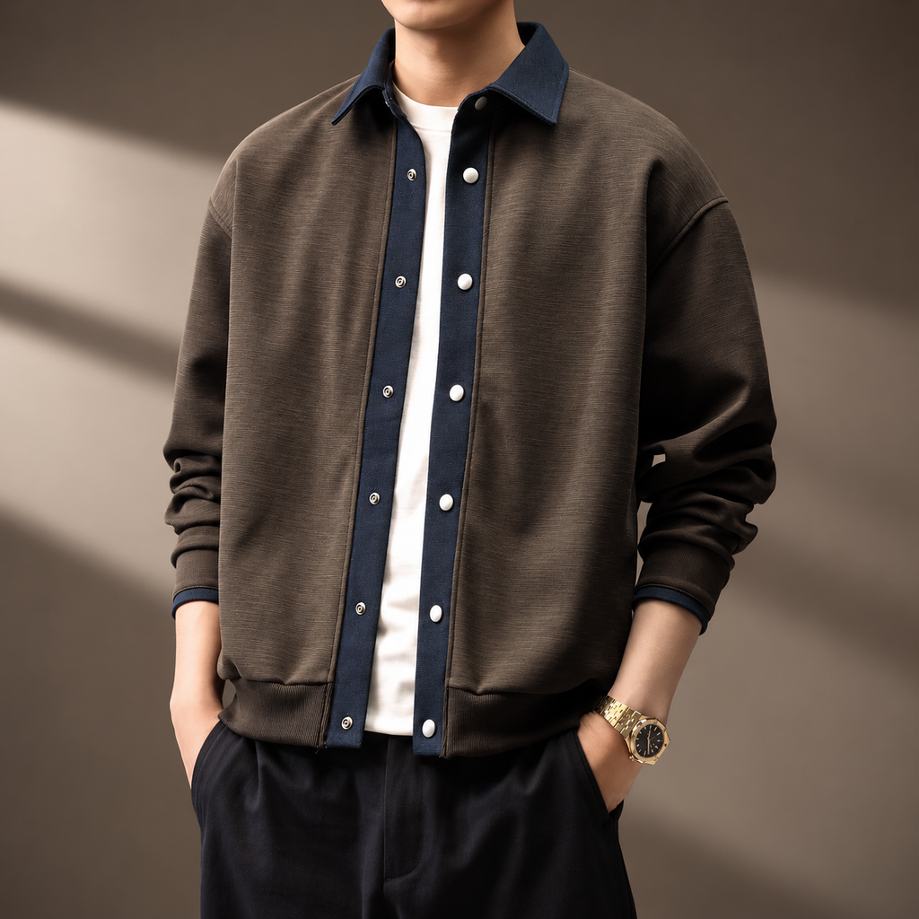 Swagger Men’s Textured Contrast Trim Bomber Jacket