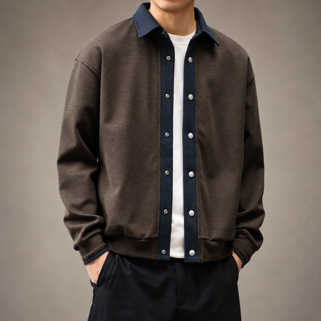 Swagger Men’s Textured Contrast Trim Bomber Jacket