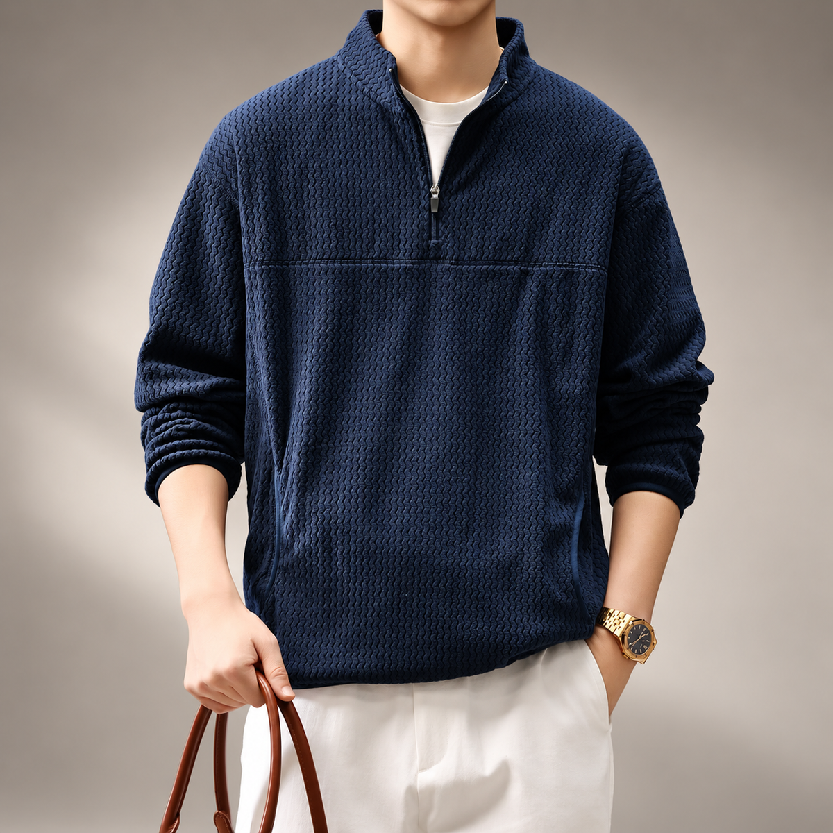 Sullivan Men’s Textured Quarter-Zip Pullover Sweater