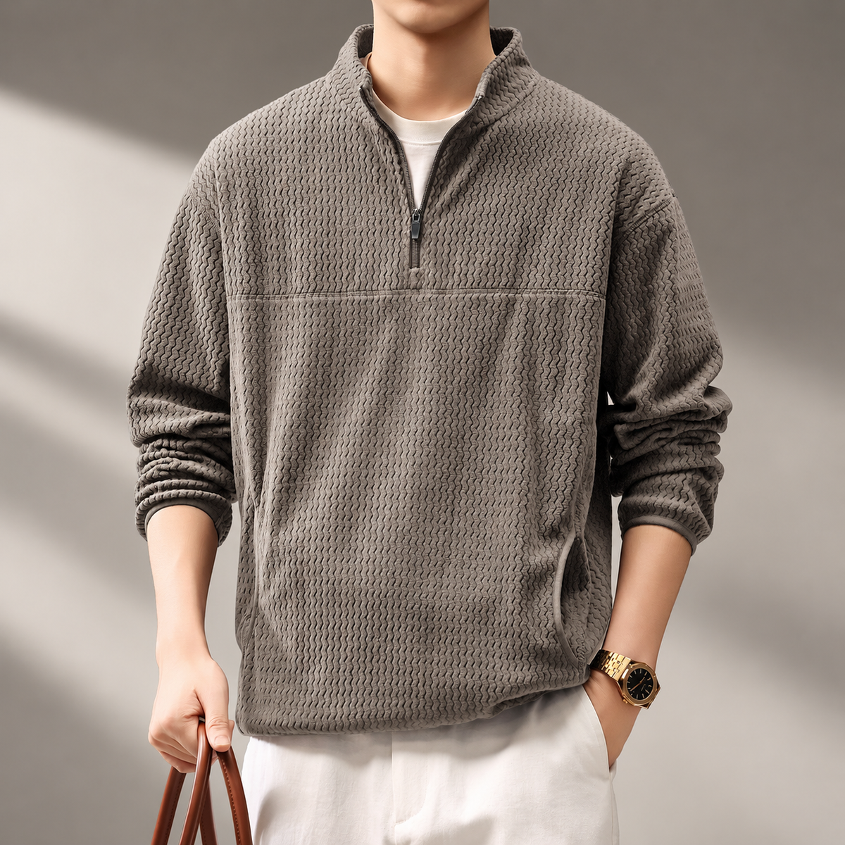 Sullivan Men’s Textured Quarter-Zip Pullover Sweater