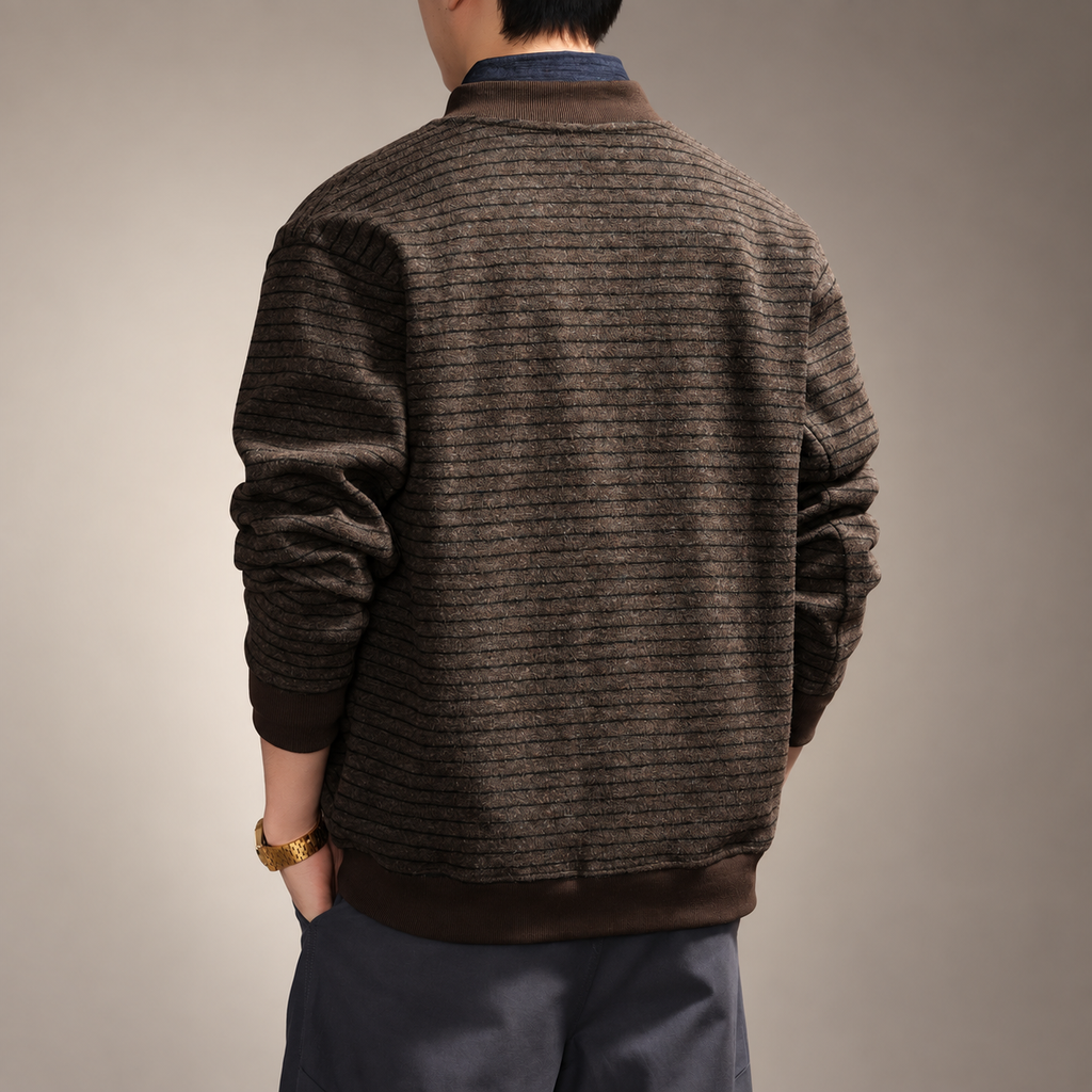 Renzo Men’s Textured Stripe Button-Up Casual Jacket