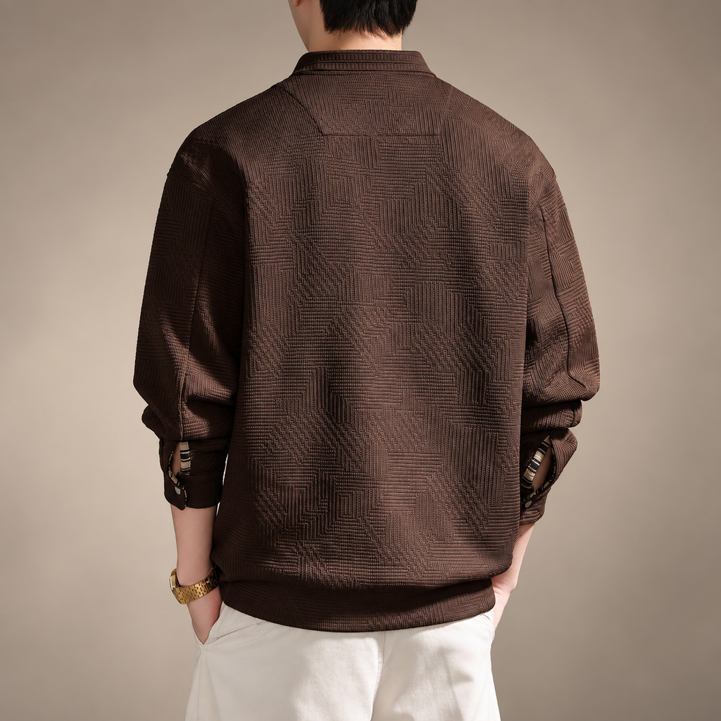 Benoit Men’s Geometric Knit Half-Zip Polo Sweater