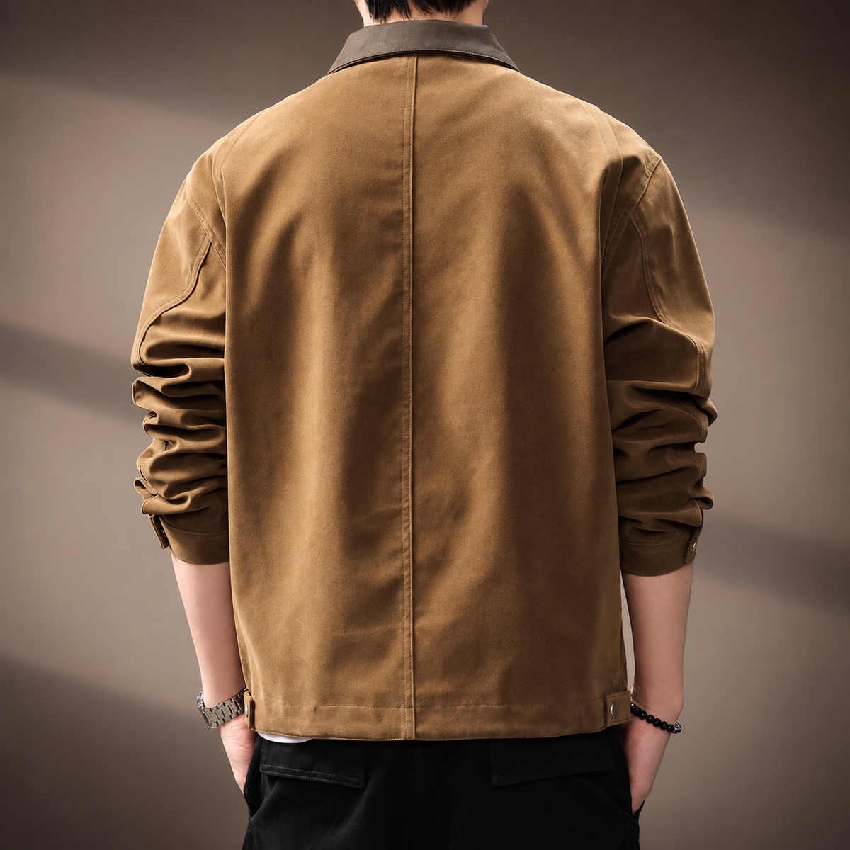 Aubin Men’s Casual Zip Jacket with Utility Pockets