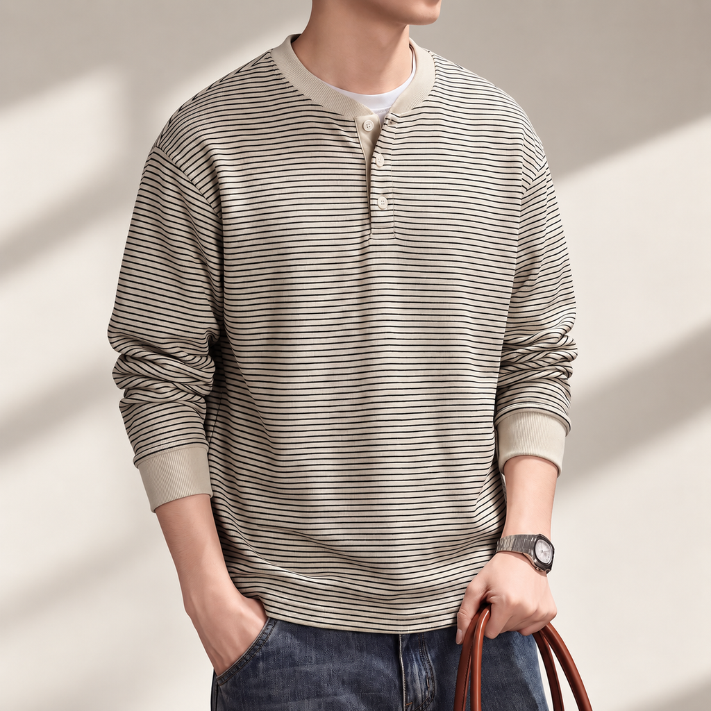 Dakota Men’s Striped Henley Long Sleeve Shirt
