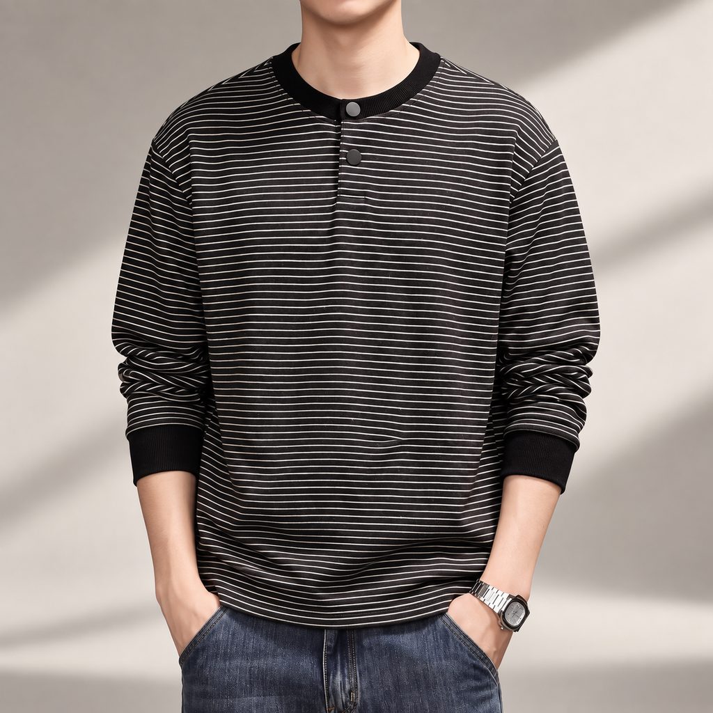 Dakota Men’s Striped Henley Long Sleeve Shirt
