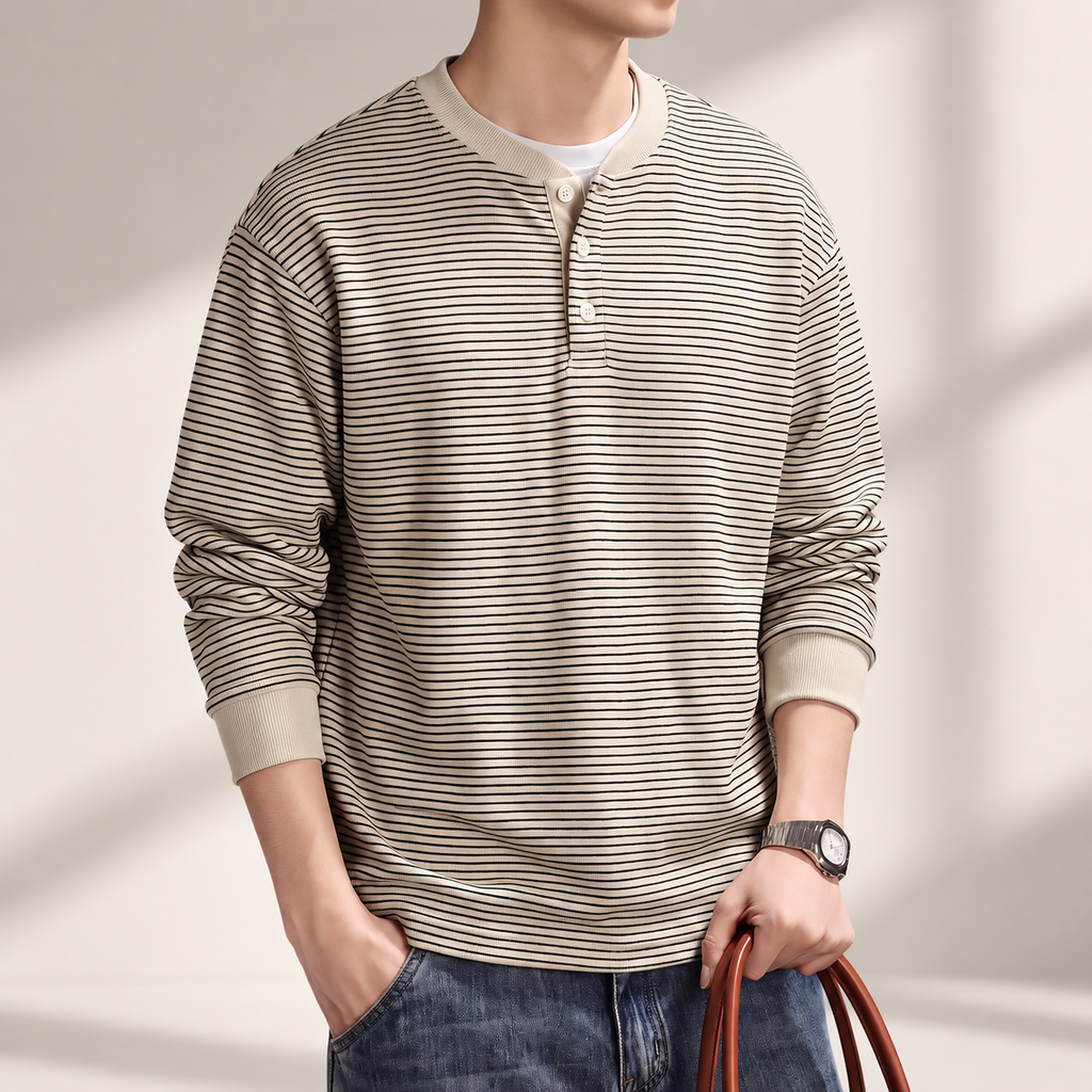 Dakota Men’s Striped Henley Long Sleeve Shirt