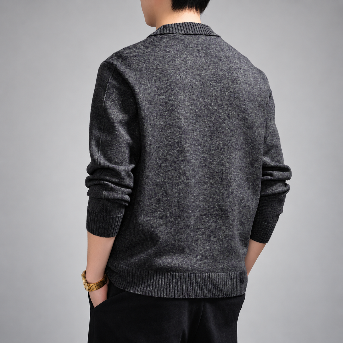 Cedric Men's Ribbed Half-Zip Knit Polo Sweater