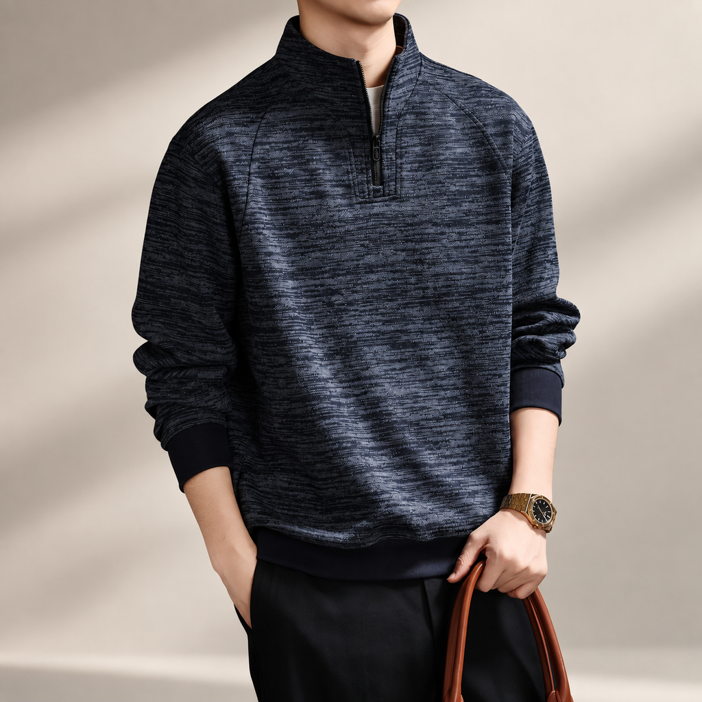 Alistair Men’s Textured Stand Collar Pullover