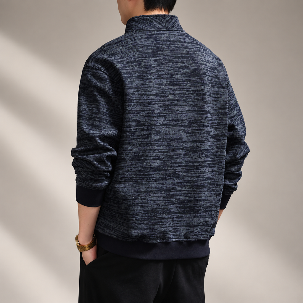 Alistair Men’s Textured Stand Collar Pullover