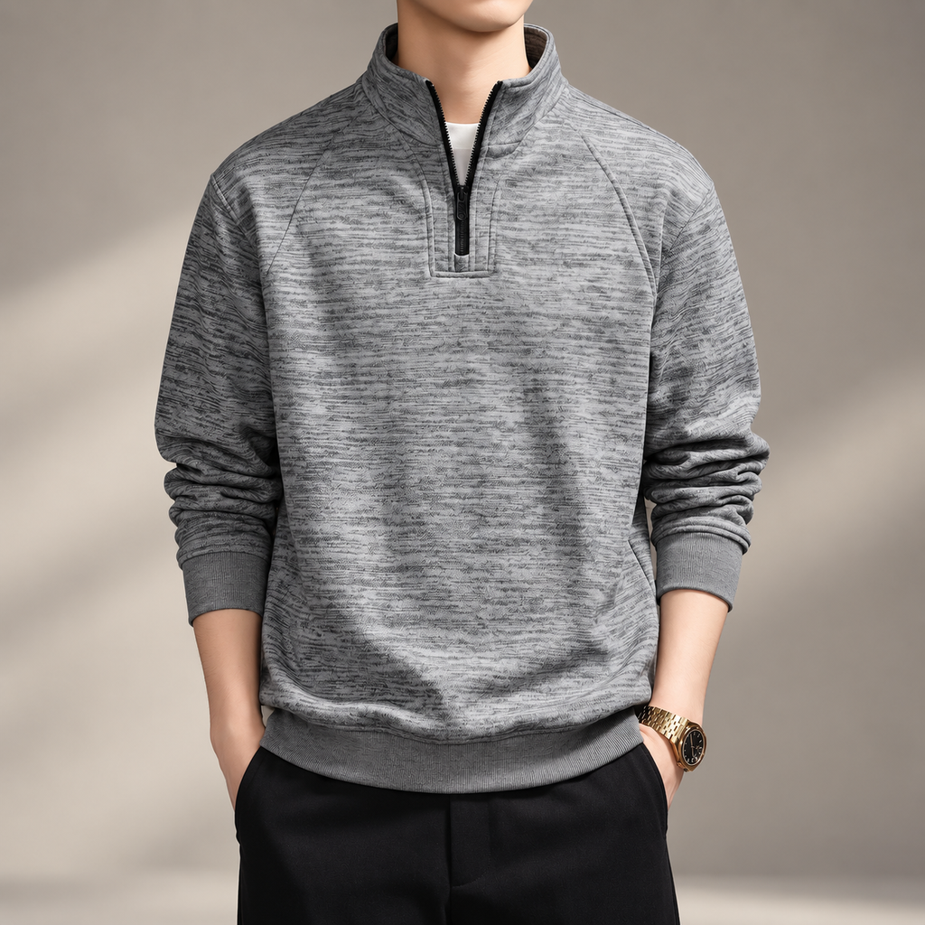 Alistair Men’s Textured Stand Collar Pullover