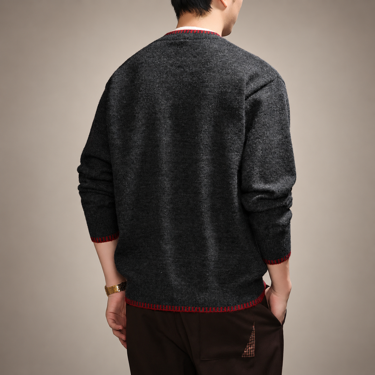 Bastien Men’s Contrast Trim Knit Sweater