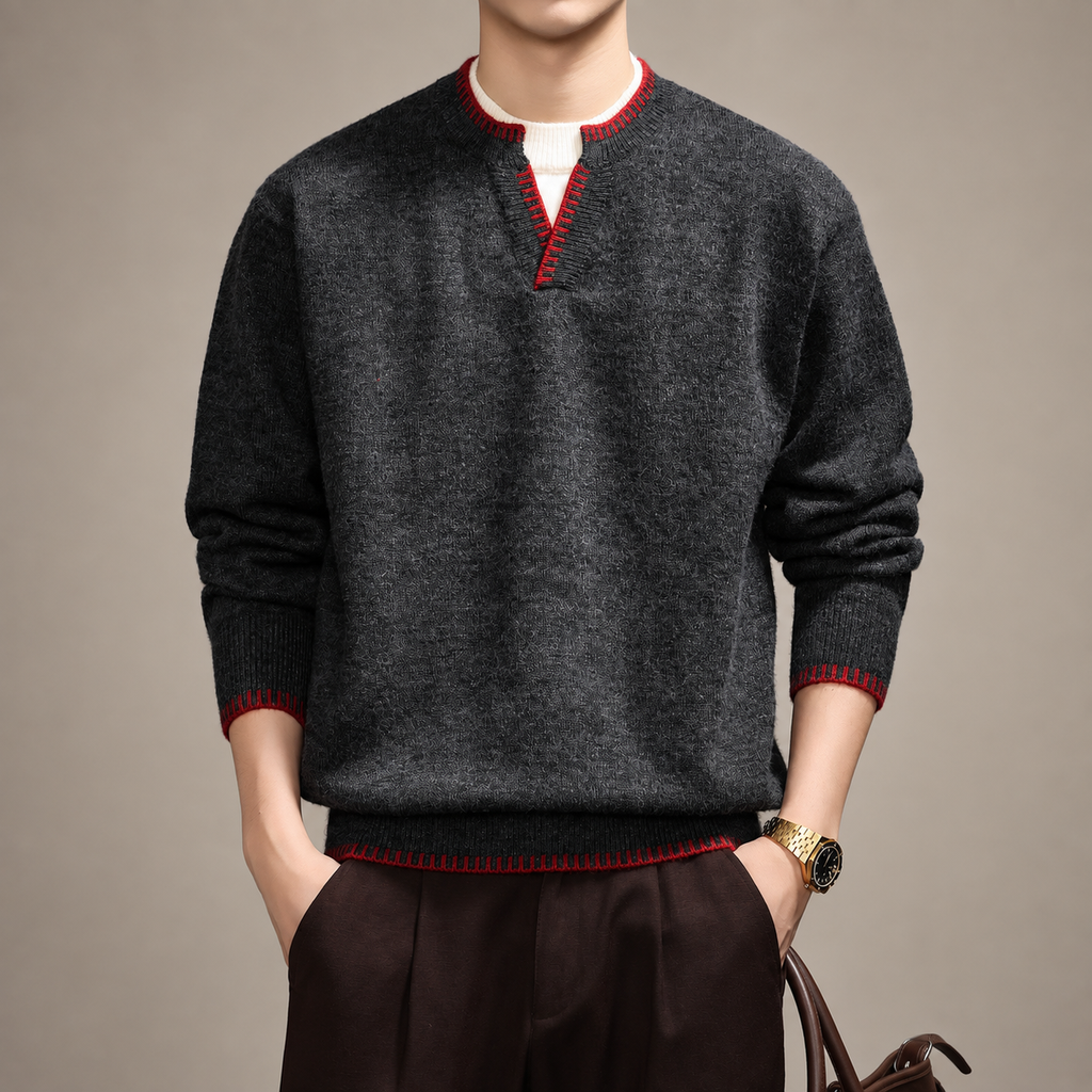 Bastien Men’s Contrast Trim Knit Sweater