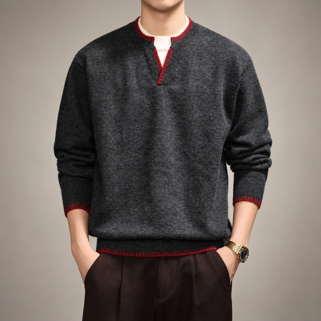 Bastien Men’s Contrast Trim Knit Sweater