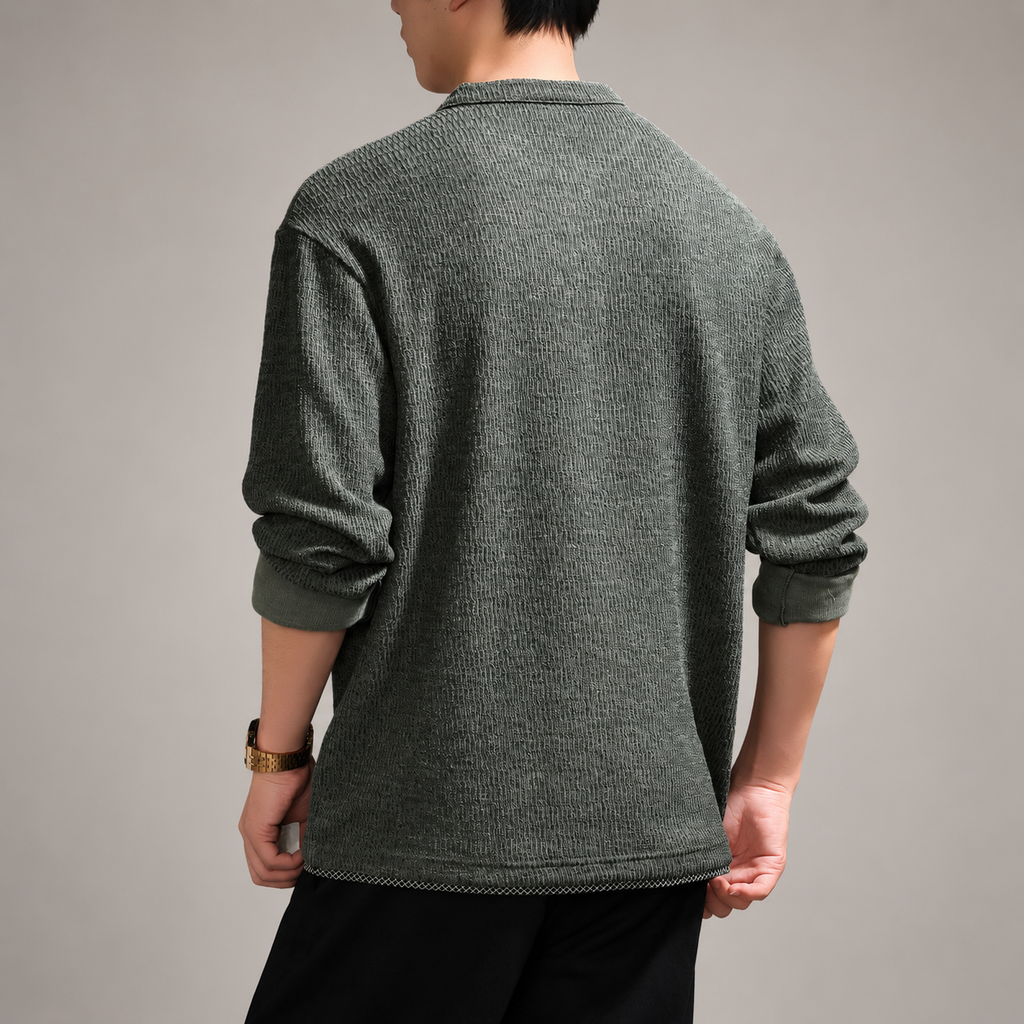 Dante Men's Button Henley Textured Knit Pullover