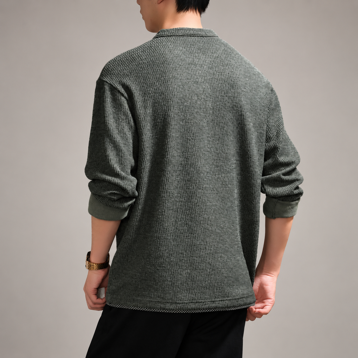 Dante Men's Button Henley Textured Knit Pullover