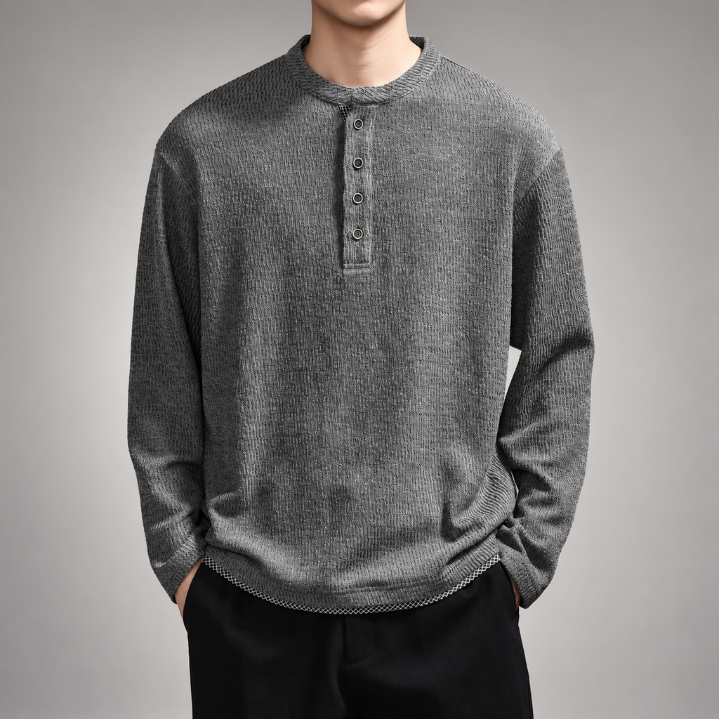 Dante Men's Button Henley Textured Knit Pullover