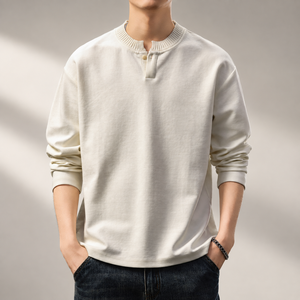 Giovanni Men’s Ribbed Collar Henley Shirt