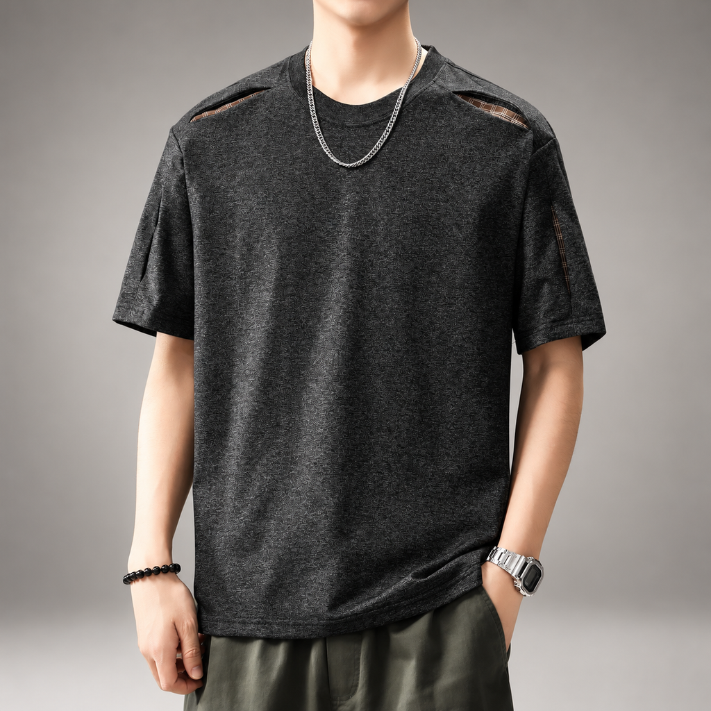 Laurent Men's Plaid Accent Short Sleeve T-Shirt