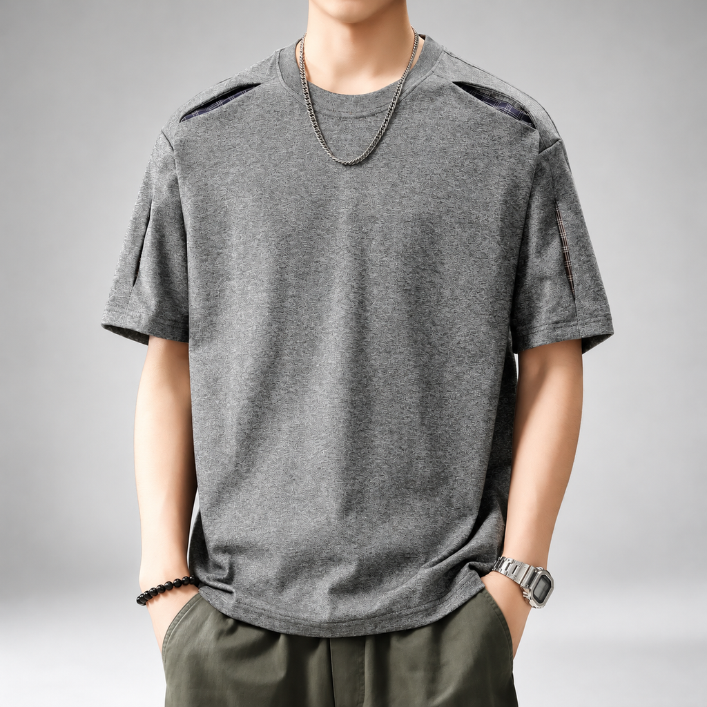 Laurent Men's Plaid Accent Short Sleeve T-Shirt