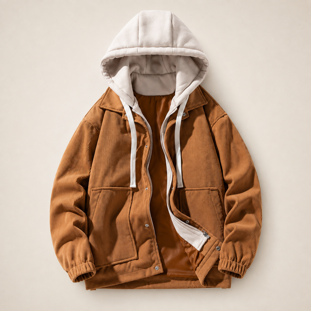 Cody Men's Corduroy Hoodie Jacket – 2-in-1 Zip Front Layered Coat