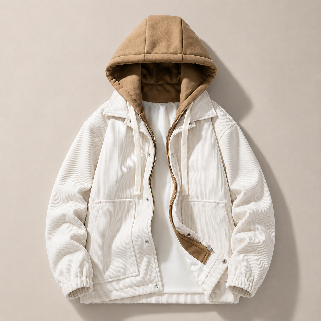 Cody Men's Corduroy Hoodie Jacket – 2-in-1 Zip Front Layered Coat