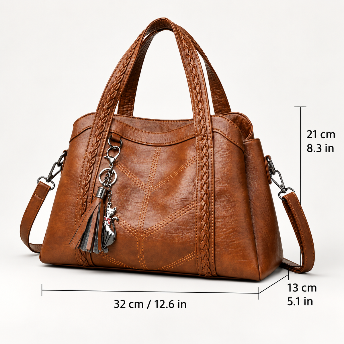 Valentina Braided Handle Shoulder Handbag