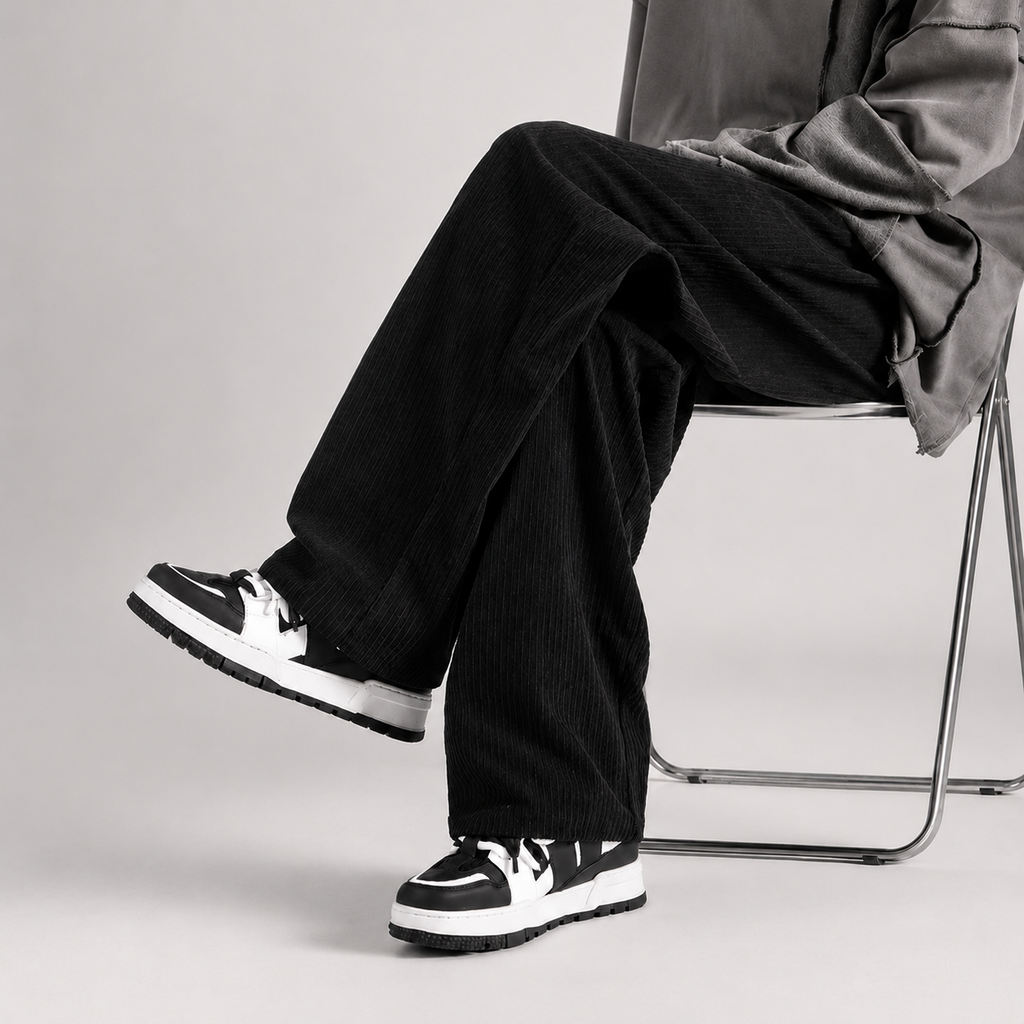 Colter Men's Corduroy Pants – Relaxed Wide Leg Drawstring Casual Trousers